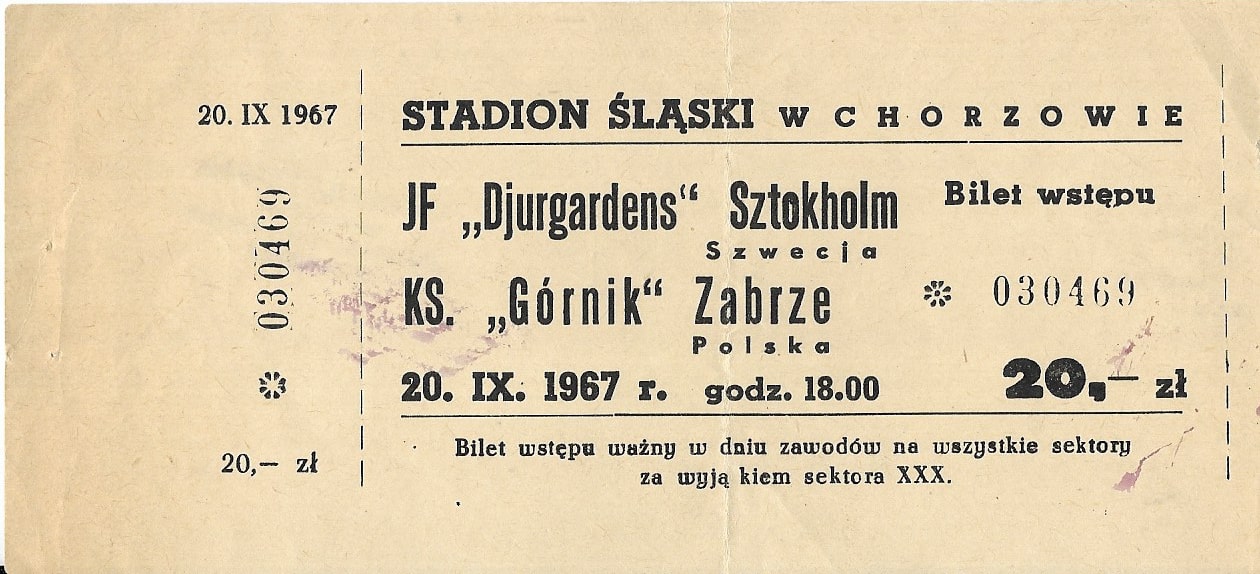 1967 9 20 Gornik Zabrze Djugardens Sztokholm 1