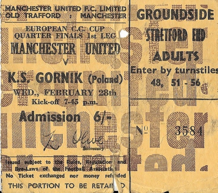 1968 2 28 Manchester United Gornik Zabrze 1