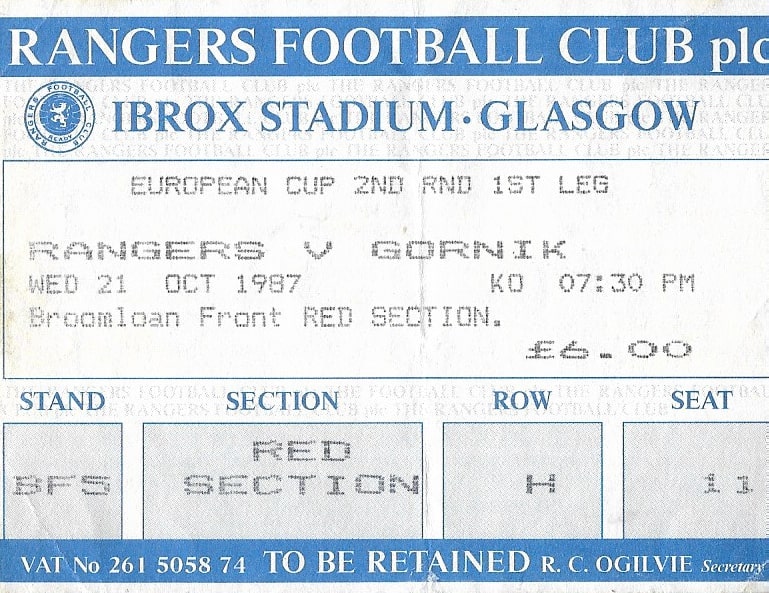 1987 10 21 Glasgow Rangers Gornik Zabrze 2