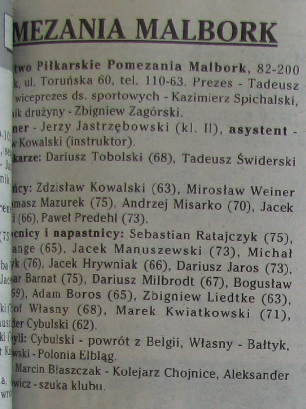 Pomezania skarb 1994 95 jesien