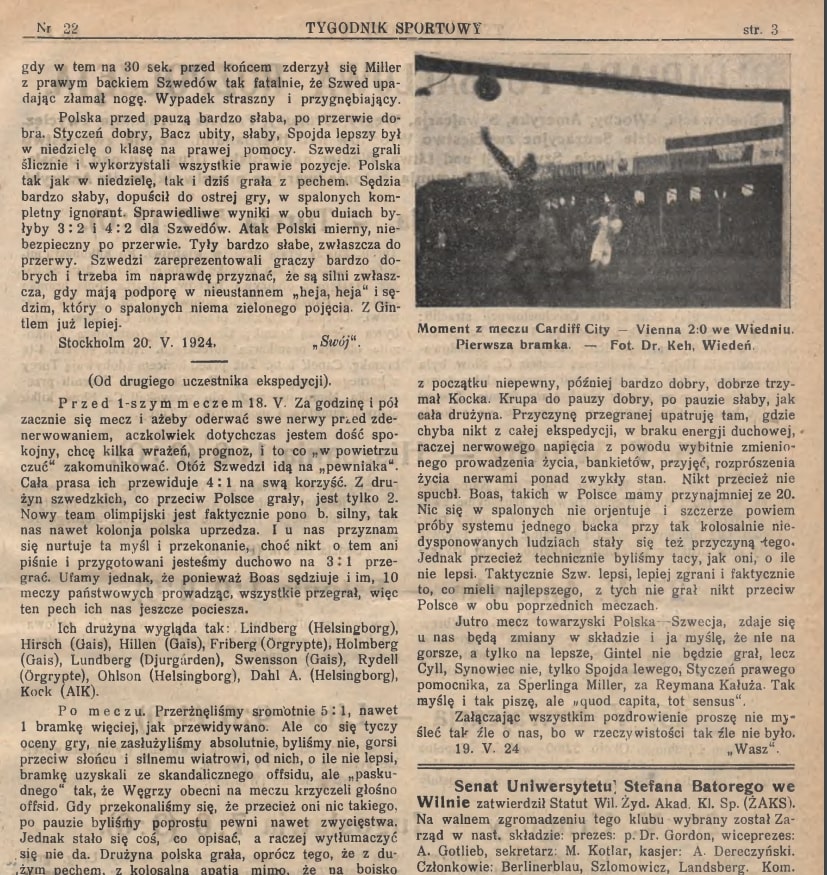 Tygodnik Sportowy nr 22 z 28.05.1924 s.3 cz1