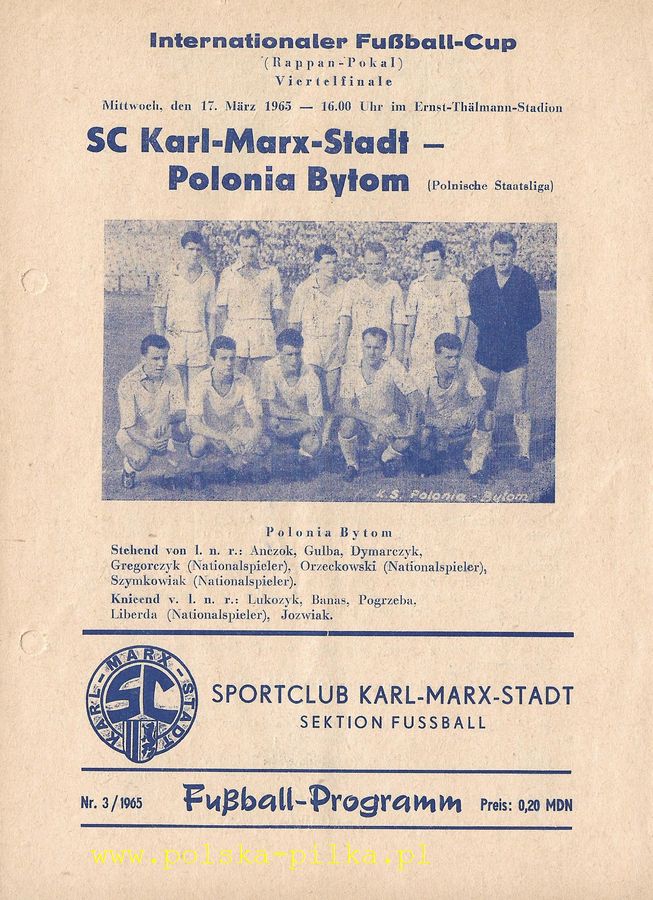 17.III.1965 SC KARL MARX STADT POLONIA BYTOM 1