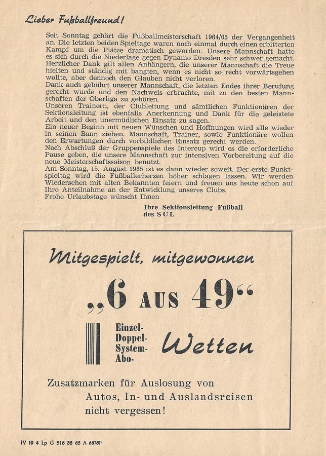 09.VI.1965 POLONIA BYTOM LIPSK 4
