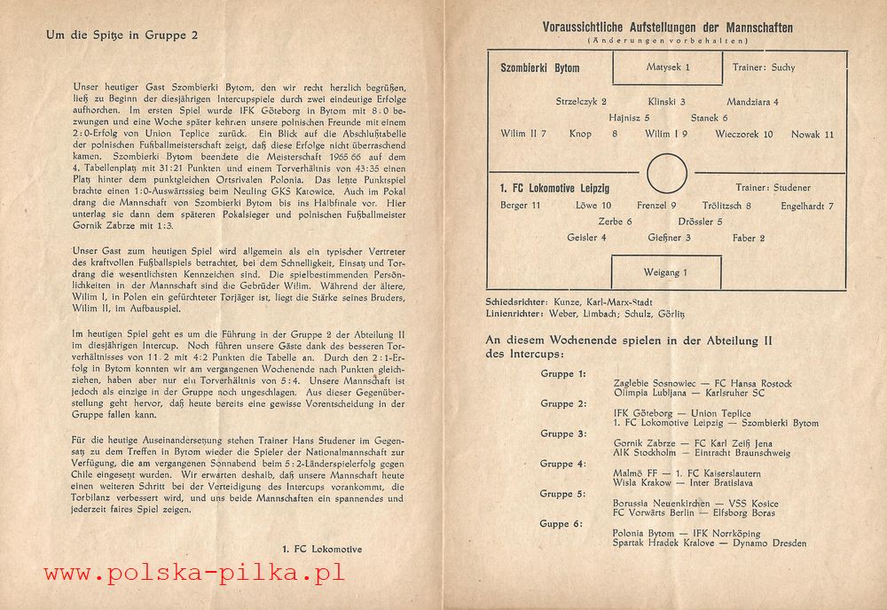 09.VII.1966 1FC LOKOMOTIVE LIPSK GKS SZOMBIERKI BYTOM 2