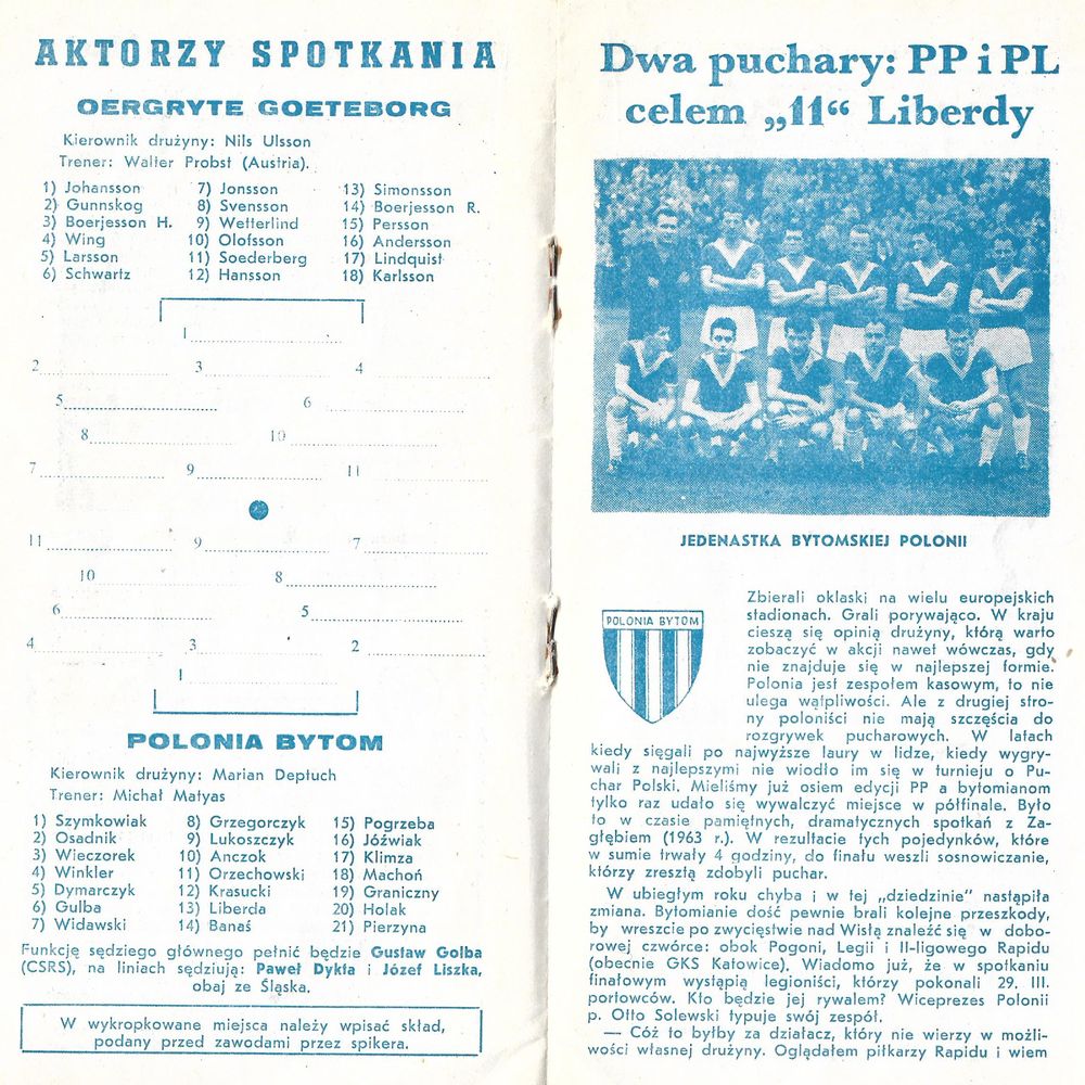 01.IV.1964 OERGRYTE GOETEBORG POLONIA BYTOM 5