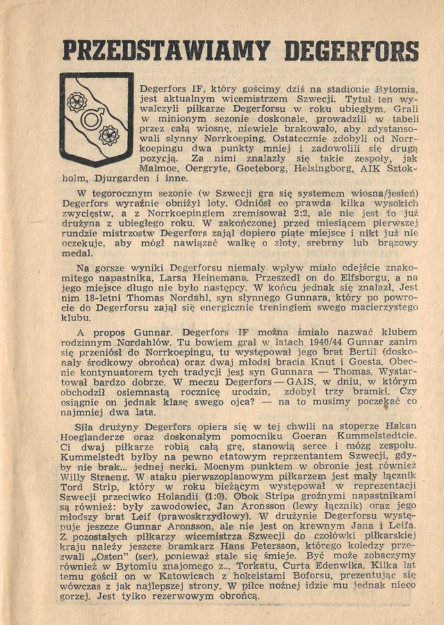 26.VII.1964 DEGERFORS IF POLONIA BYTOM 4