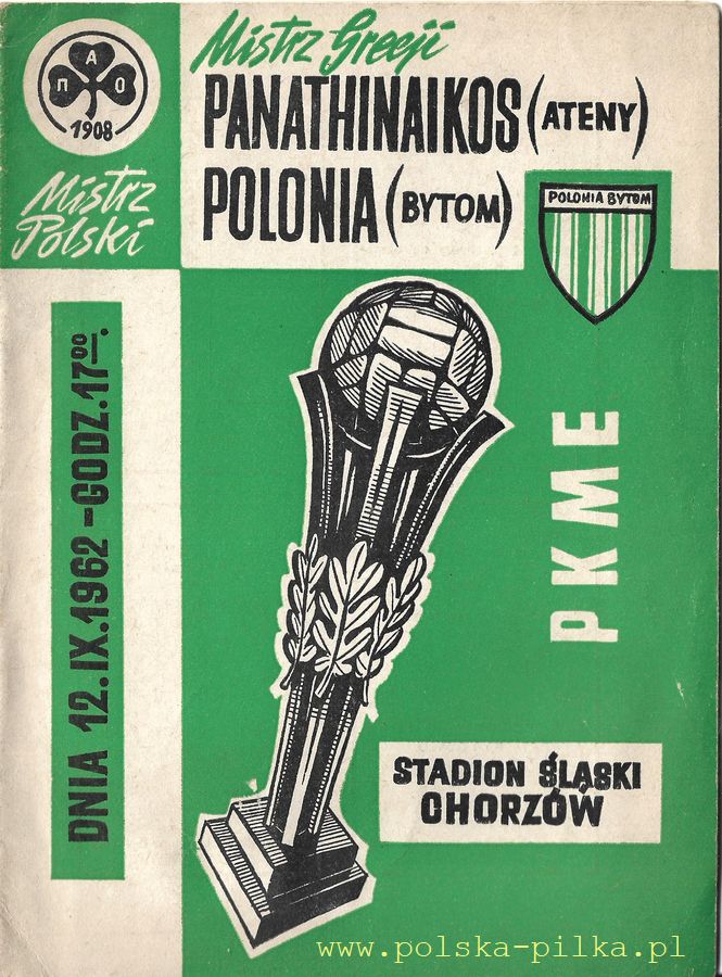 12.IX.1962 POLONIA BYTOM PANATHINAIKOS ATENY 1