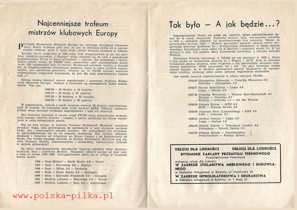 12.IX.1962 POLONIA BYTOM PANATHINAIKOS ATENY 5