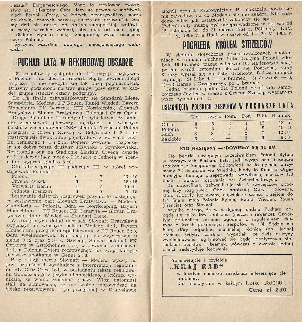 10.XI.1963 SAMPDORIA GENUA POLONIA BYTOM 3
