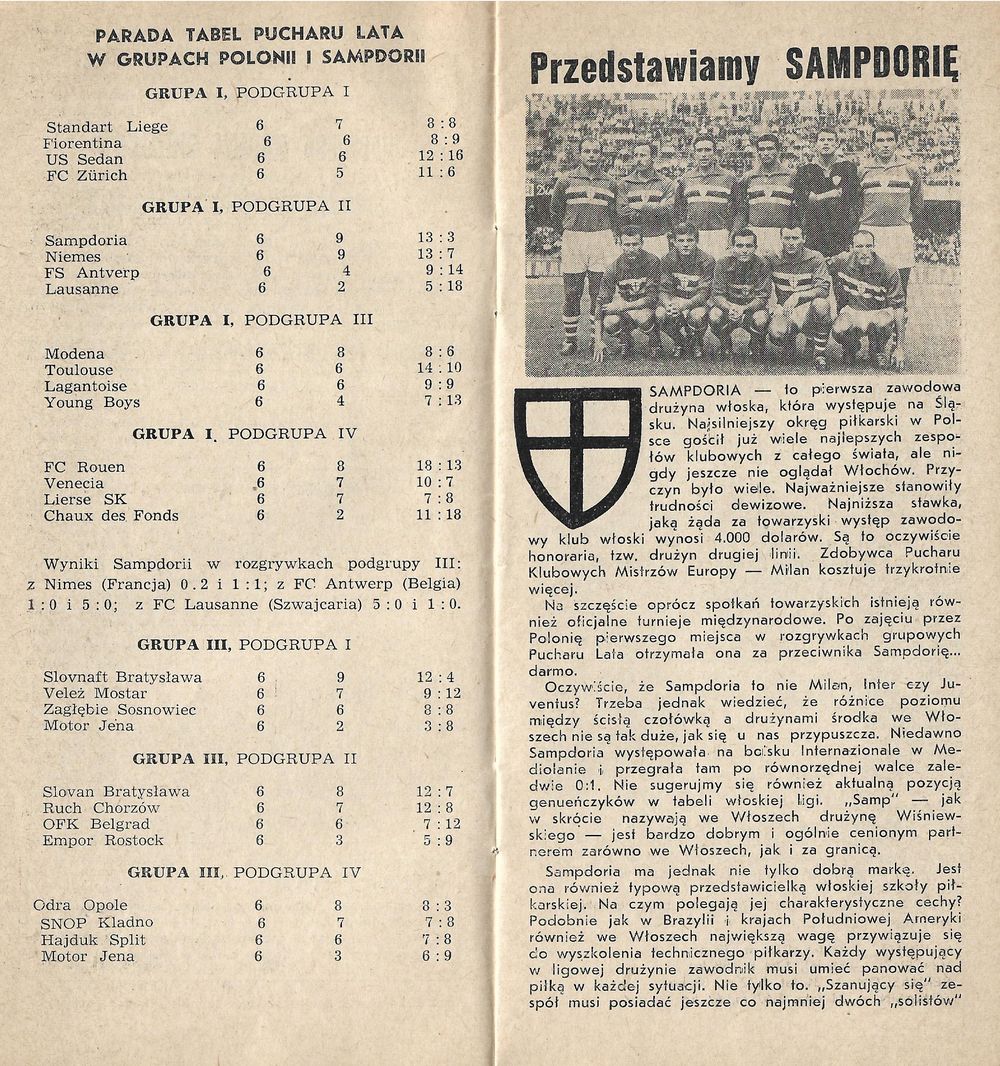 10.XI.1963 SAMPDORIA GENUA POLONIA BYTOM 4