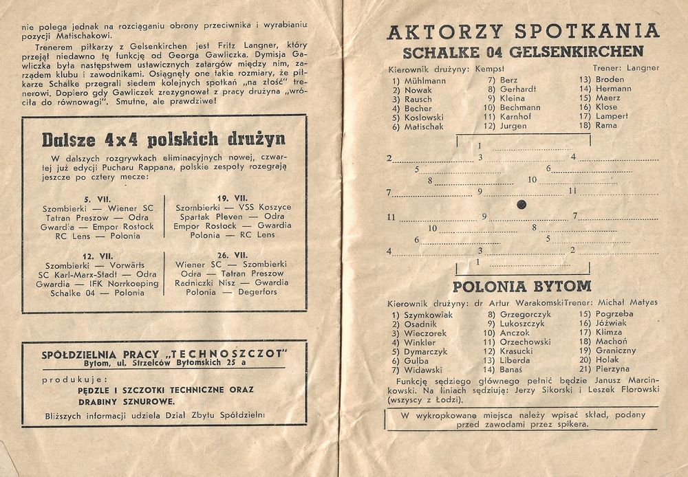 28.VI.1964 SCHALKE GELSENKIRCHEN POLONIA BYTOM 7