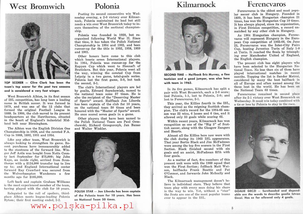 25.VII.1965 WEST BROMWICH ALBION POLONIA BYTOM 3